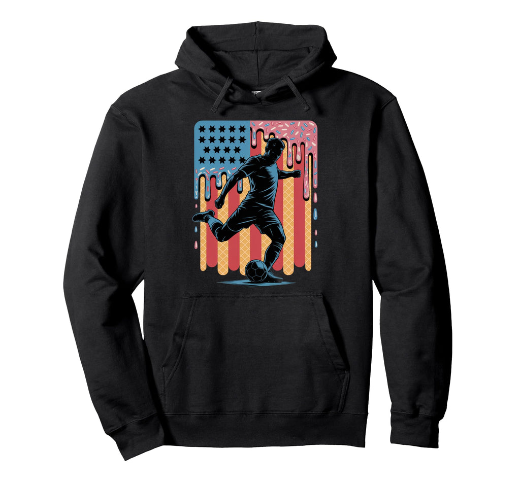 American Usa Flag Ice Cream Drip Game Hoodie - Trendy Graphic Unisex - T-Shirt, Sweatshirt, Hoodie