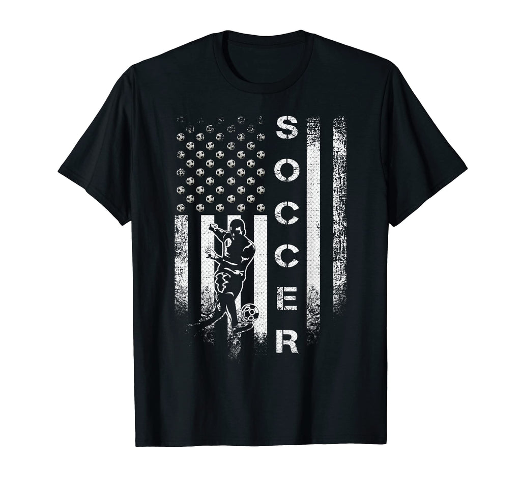 Usa American Flag Soccer Player Silhouette T-Shirt - Unique Graphic Unisex - T-Shirt, Sweatshirt, Hoodie