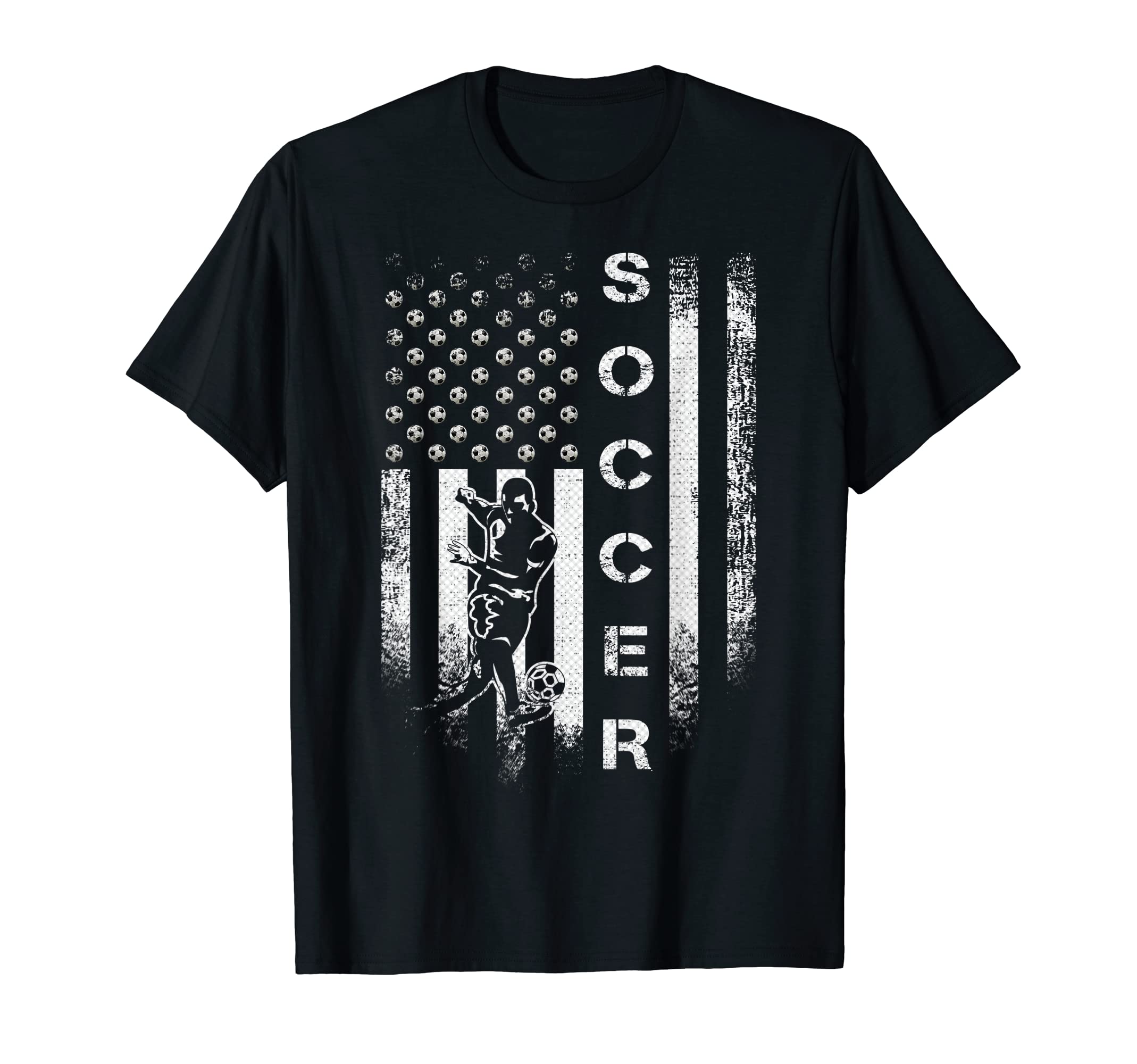 Usa American Flag Soccer Player Silhouette T-Shirt - Unique Graphic Unisex - T-Shirt, Sweatshirt, Hoodie