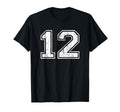 Number 12 Twelve Distressed Sports T-Shirt - Aesthetic Graphic for Adults - T-Shirt, Sweatshirt, Hoodie