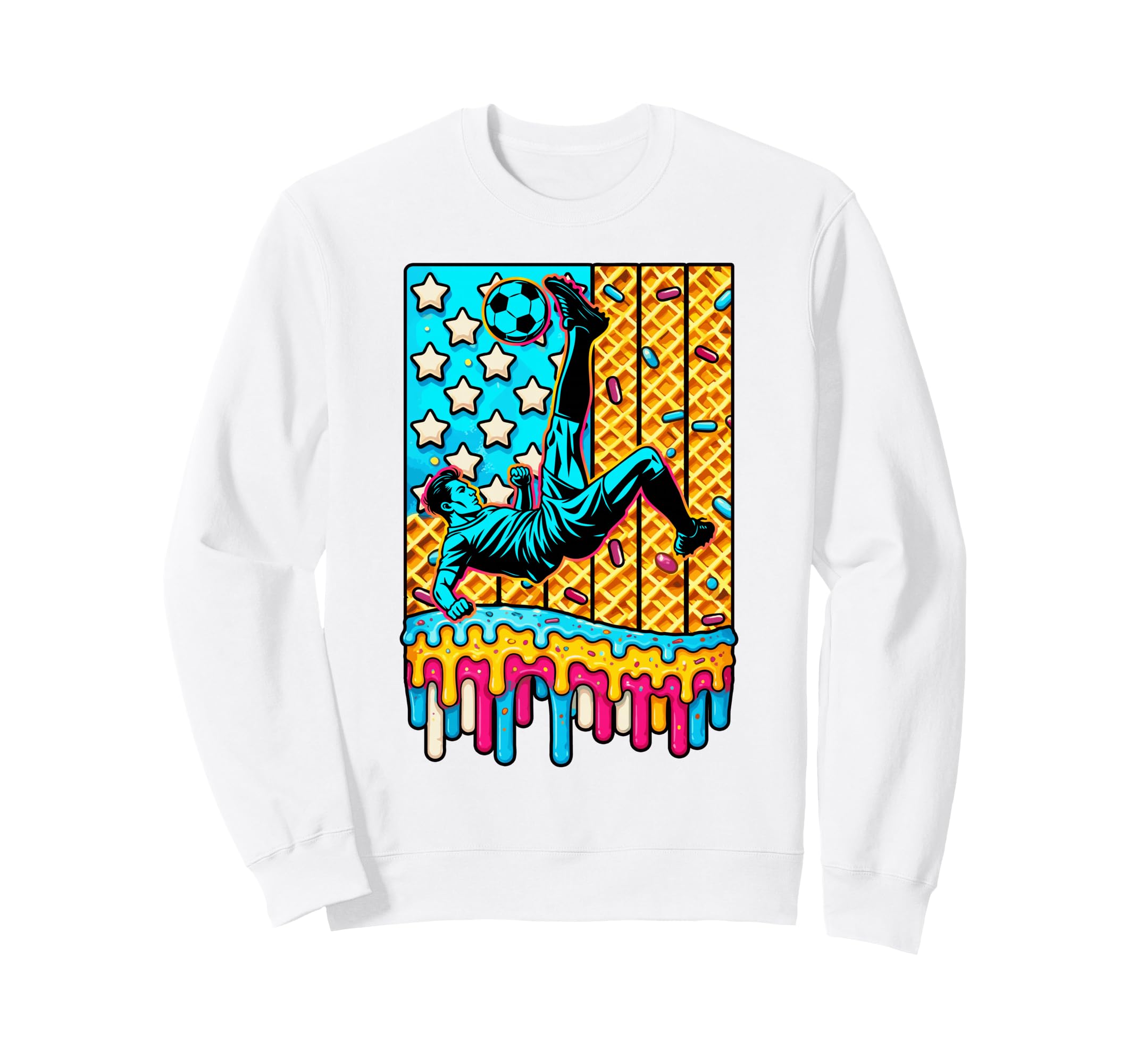 4Th July Ice Cream Drip Soccer Sweatshirt - Custom Art Print Men Women - T-Shirt, Sweatshirt, Hoodie