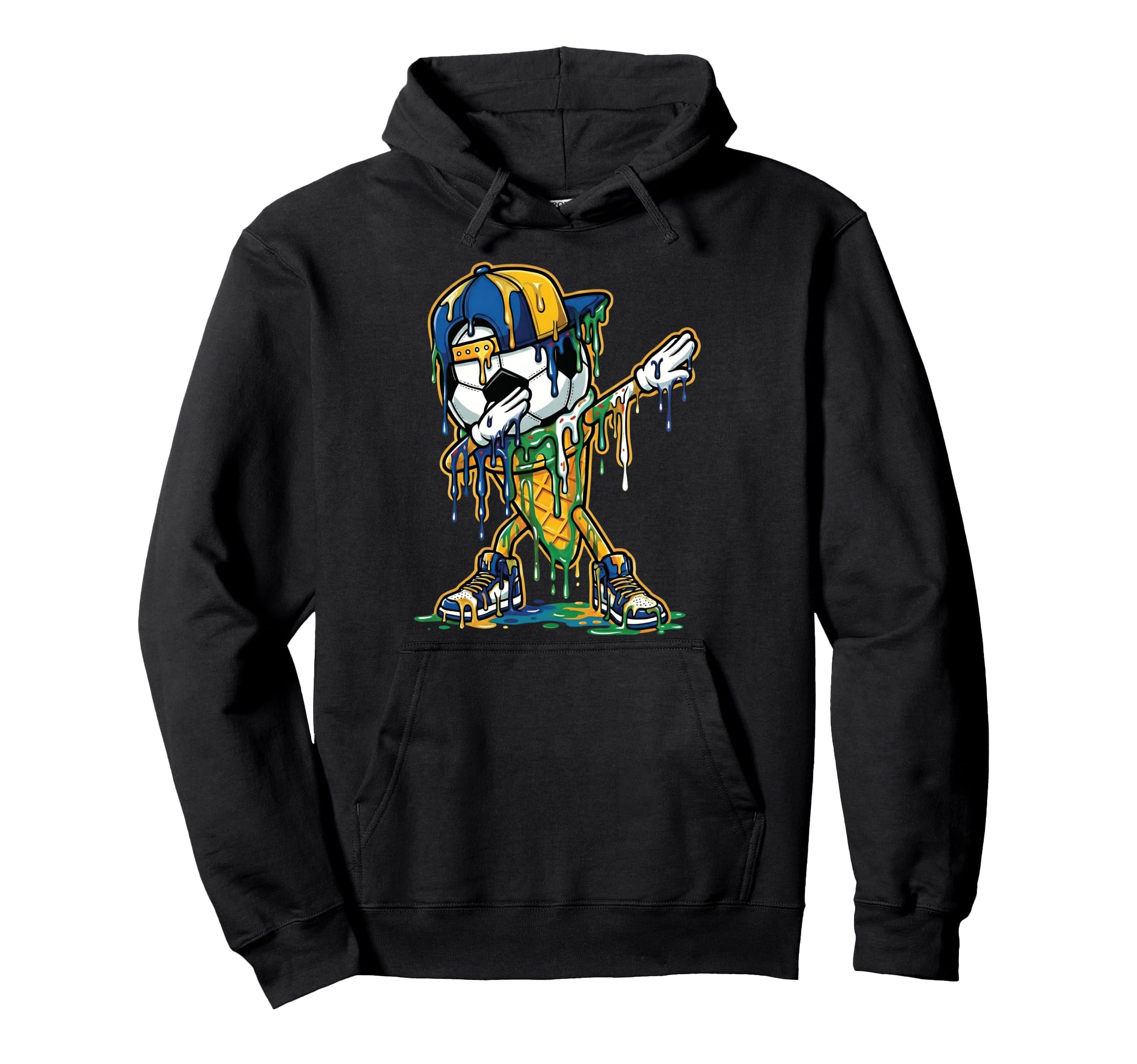 Soccer Ice Cream Dripping Dabbing Hoodie - Custom Art Print Men Women - T-Shirt, Sweatshirt, Hoodie