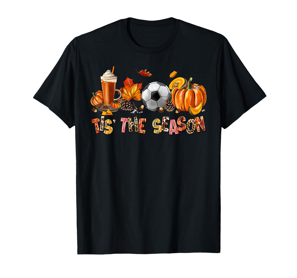 Fall Autumn Season Soccer Pumpkin Coffee T-Shirt - Novelty Apparel Unisex - T-Shirt, Sweatshirt, Hoodie