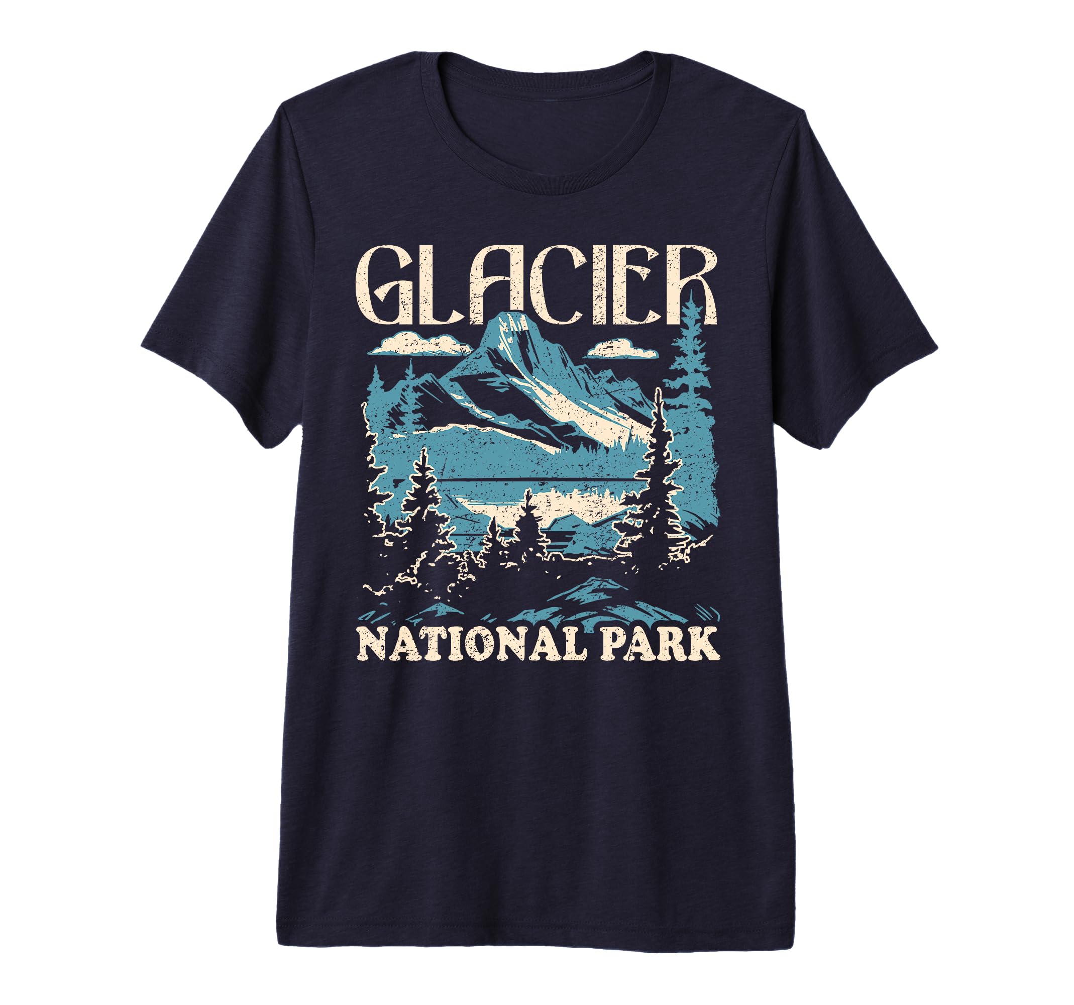 Glacier National Park Distressed Tri T-Shirt - Custom Art Print Unisex - T-Shirt, Sweatshirt, Hoodie