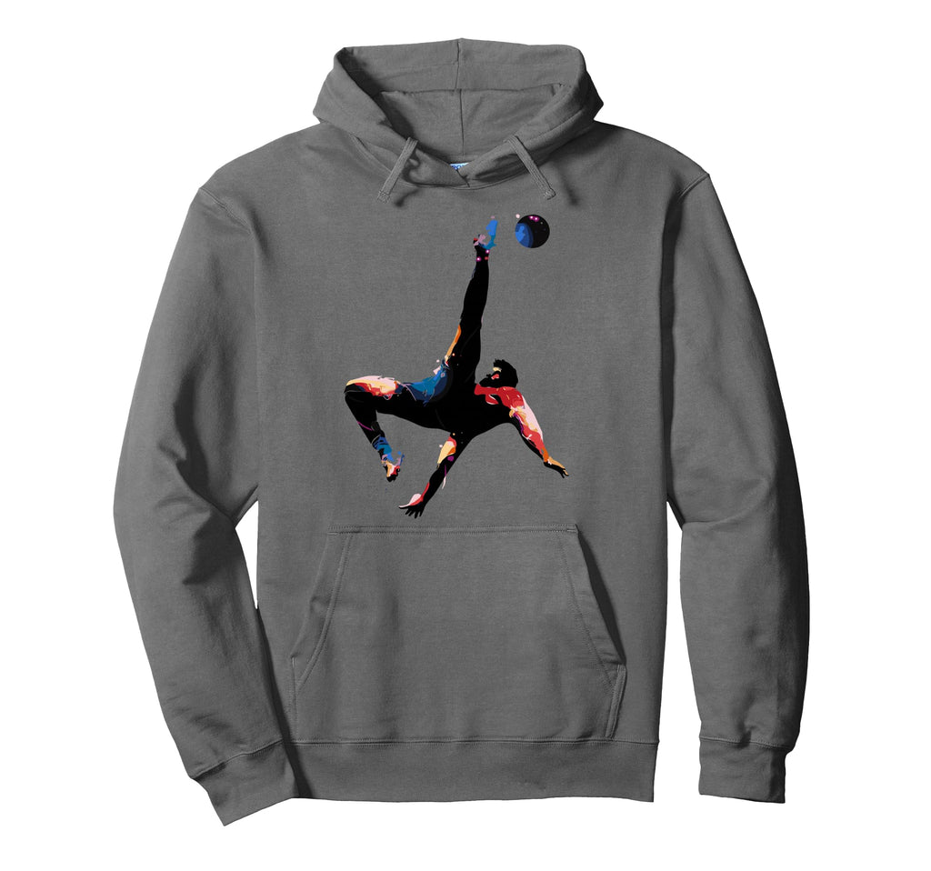 Colorful Soccer Bicycle Kick Splash Art Hoodie - Aesthetic Graphic Unisex - T-Shirt, Sweatshirt, Hoodie