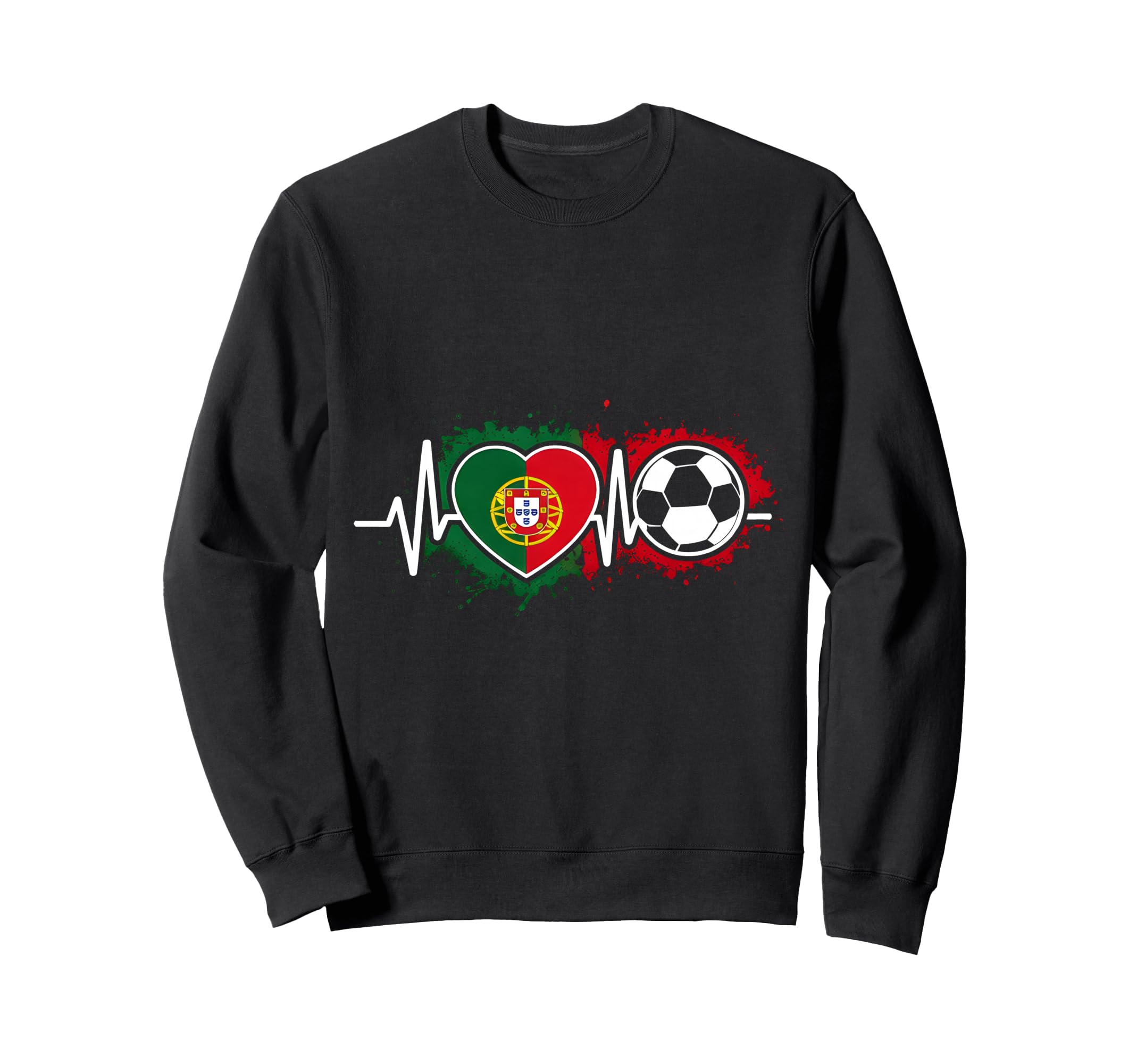 Soccer Heartbeat Portugal Flag Sweatshirt - Fun Novelty Design Men Women - T-Shirt, Sweatshirt, Hoodie