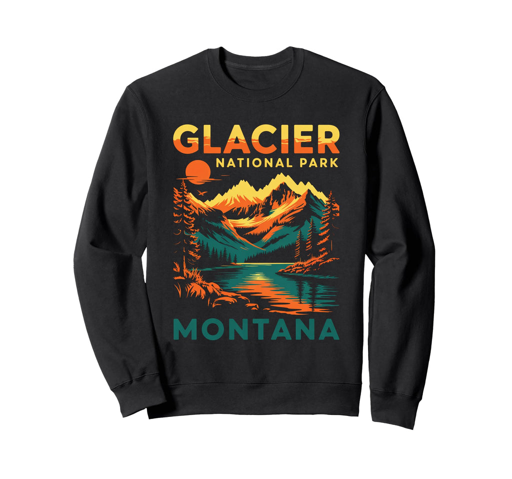 Glacier National Park Montana Outdoor Sweatshirt - Custom Art Print Unisex - T-Shirt, Sweatshirt, Hoodie