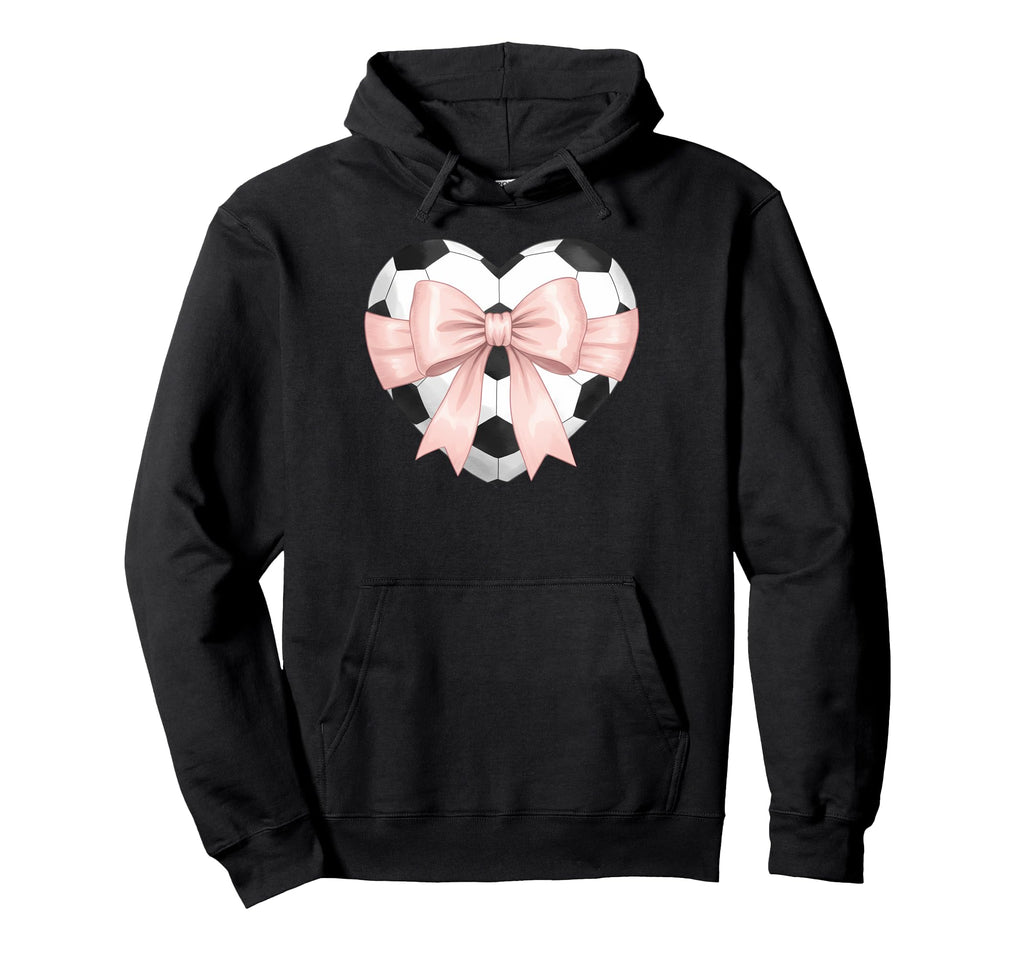 Coquette Soccer Heart Bow Football Hoodie - Graphic Print for Adults - T-Shirt, Sweatshirt, Hoodie