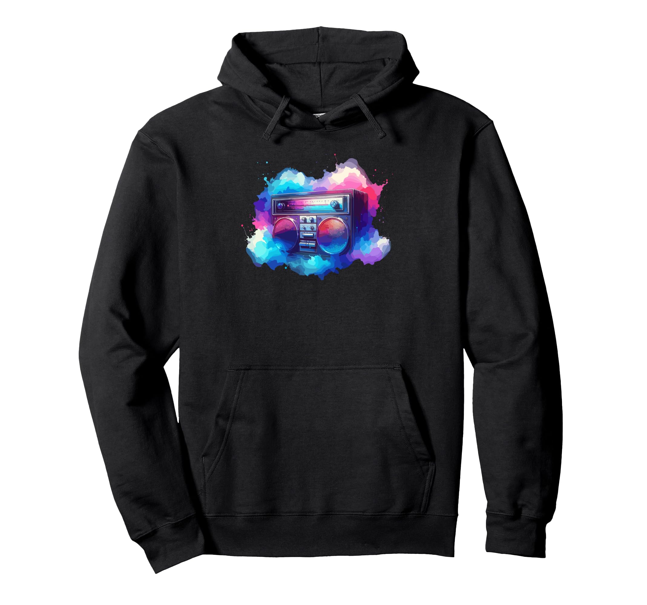 Boombox Old School 80S Music Hip Hop Hoodie - Graphic Print for Adults - T-Shirt, Sweatshirt, Hoodie