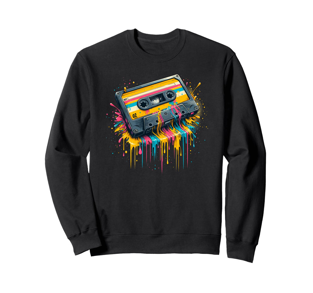 Splash Art Cassette Player Music Tape Sweatshirt - Trendy Graphic Unisex - T-Shirt, Sweatshirt, Hoodie