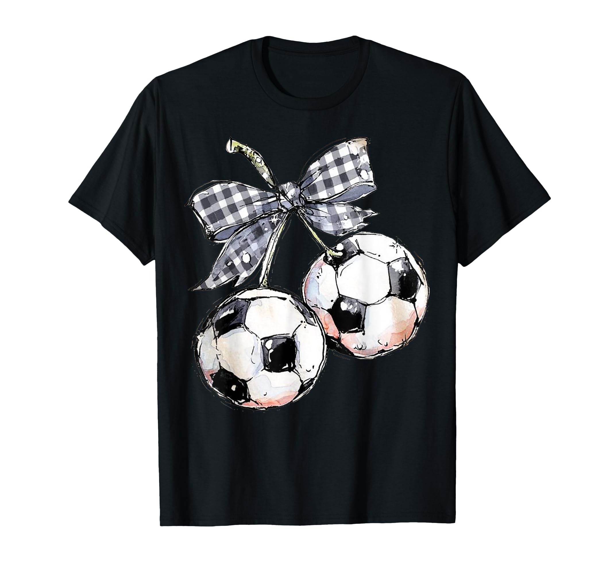 Cherries Soccer Checkered Coquette T-Shirt - Fun Novelty Design Unisex - T-Shirt, Sweatshirt, Hoodie