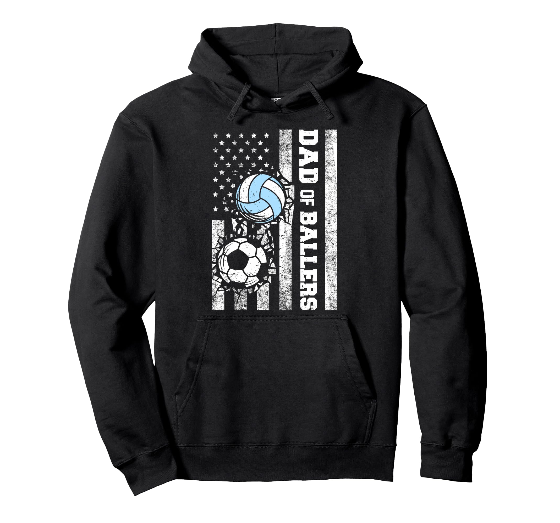 Dad Ballers Funny Usa Flag Soccer Hoodie - Graphic Print Men Women - T-Shirt, Sweatshirt, Hoodie