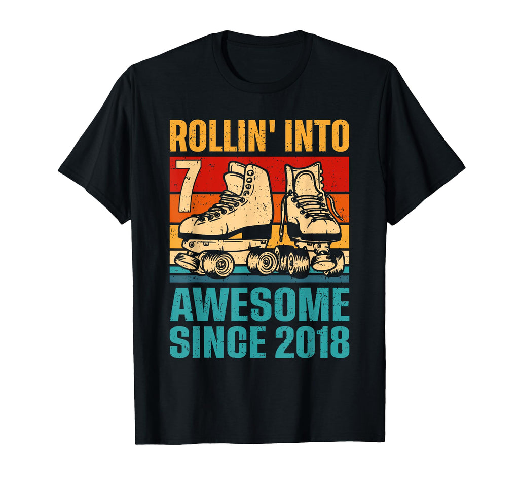Rolling Into 7 Years Old Birthday Roller T-Shirt - Trendy Graphic Unisex - T-Shirt, Sweatshirt, Hoodie