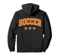 Soccer All Orange Stars Text Hoodie - Trendy Graphic Unisex - T-Shirt, Sweatshirt, Hoodie
