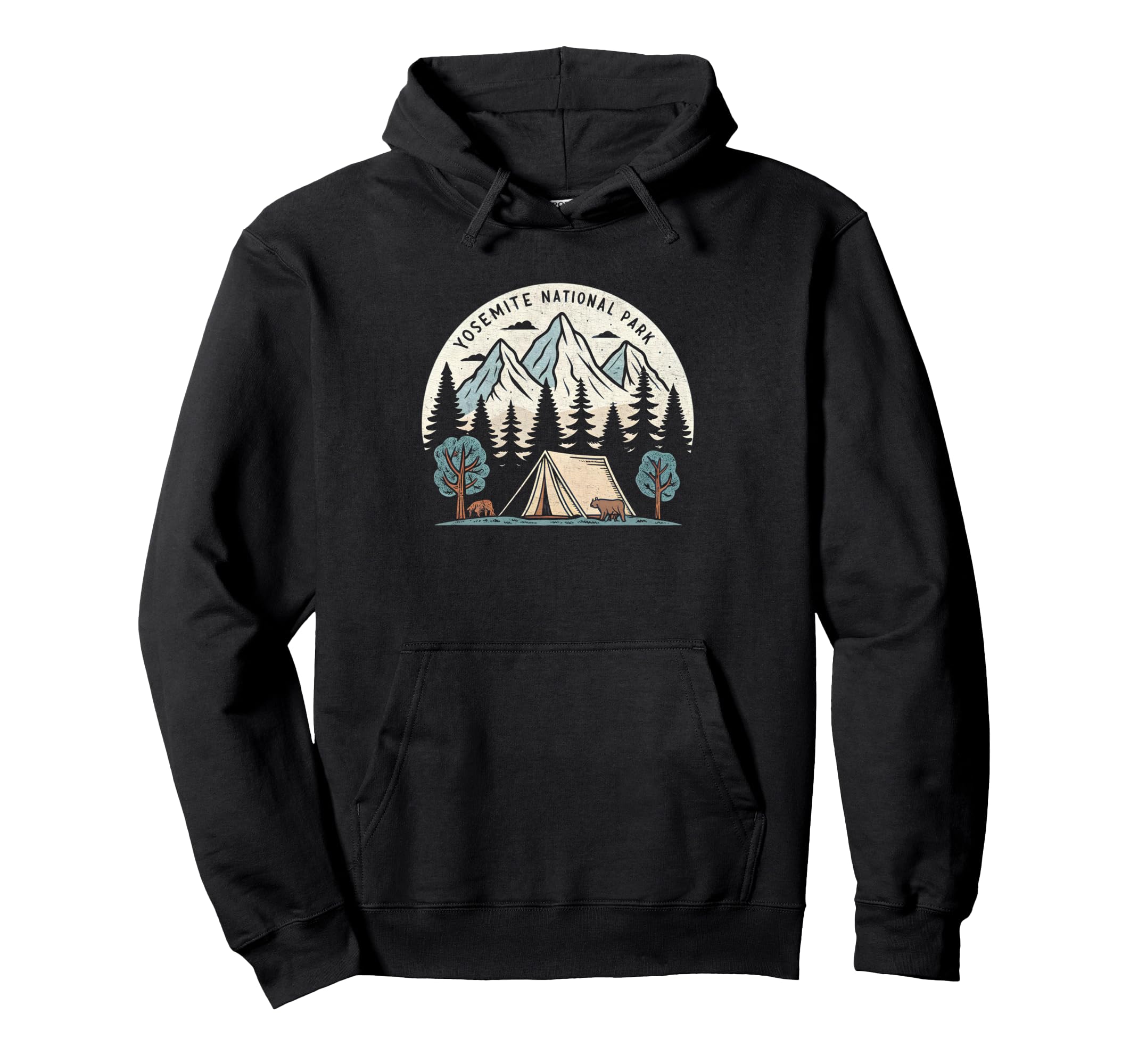 Yosemite National Park Camping Mountains Hoodie - Graphic Print Men Women - T-Shirt, Sweatshirt, Hoodie