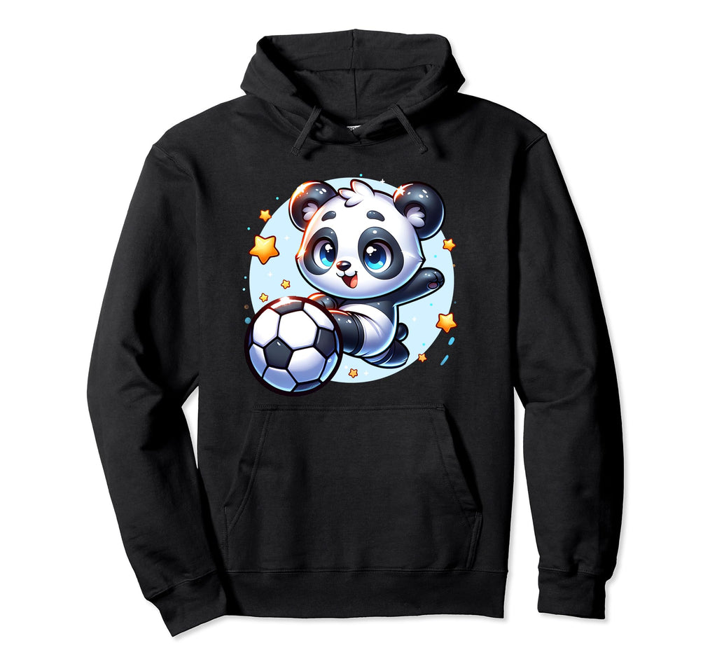 Panda Soccer Player Kicking Soccer Ball Hoodie - Graphic Print Unisex - T-Shirt, Sweatshirt, Hoodie