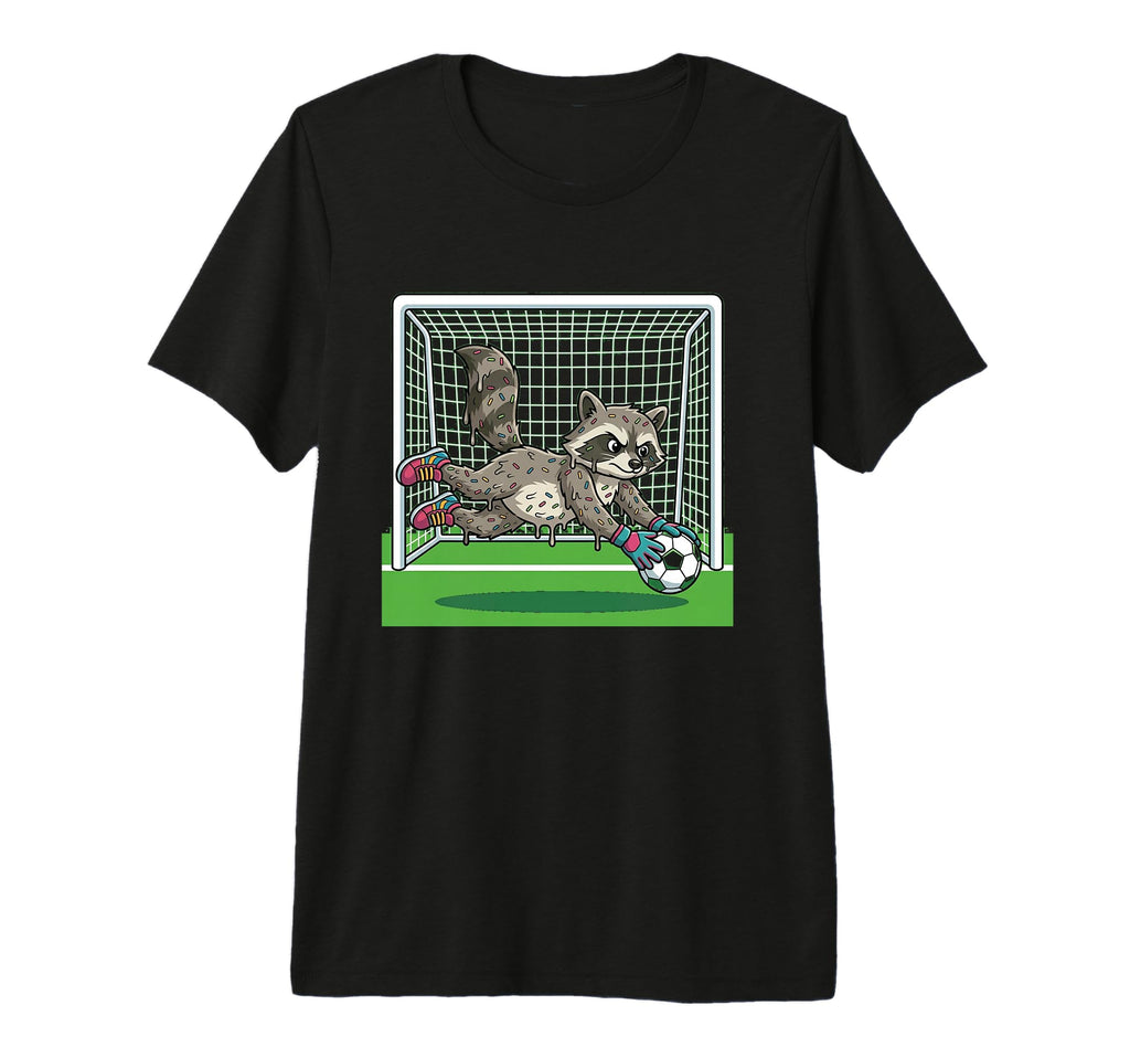 Funny Raccoon Soccer Goalie Donut T-Shirt - Trendy Graphic for Adults - T-Shirt, Sweatshirt, Hoodie