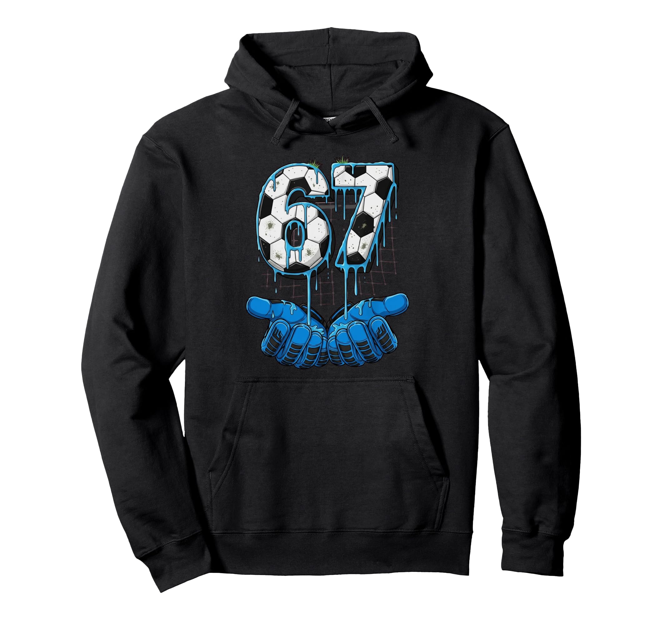 Soccer Number 67 Goalie Gloves Ball Hoodie - Graphic Print for Adults - T-Shirt, Sweatshirt, Hoodie