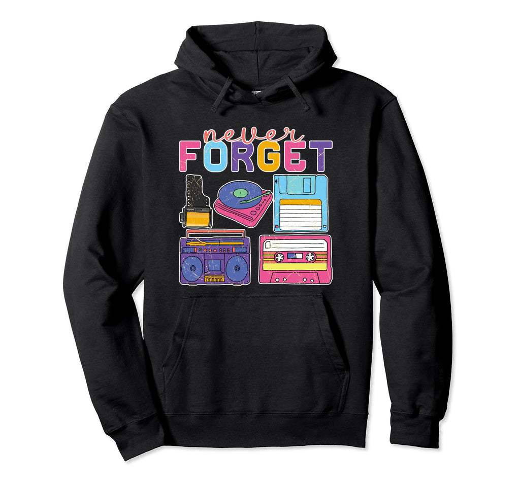 Never Forget Cassette Tape Floppy Hoodie - Streetwear Style for Adults - T-Shirt, Sweatshirt, Hoodie