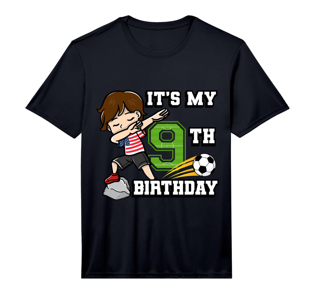 Soccer Its My 9Th Birthday American T-Shirt - Minimalist Print Men Women - T-Shirt, Sweatshirt, Hoodie