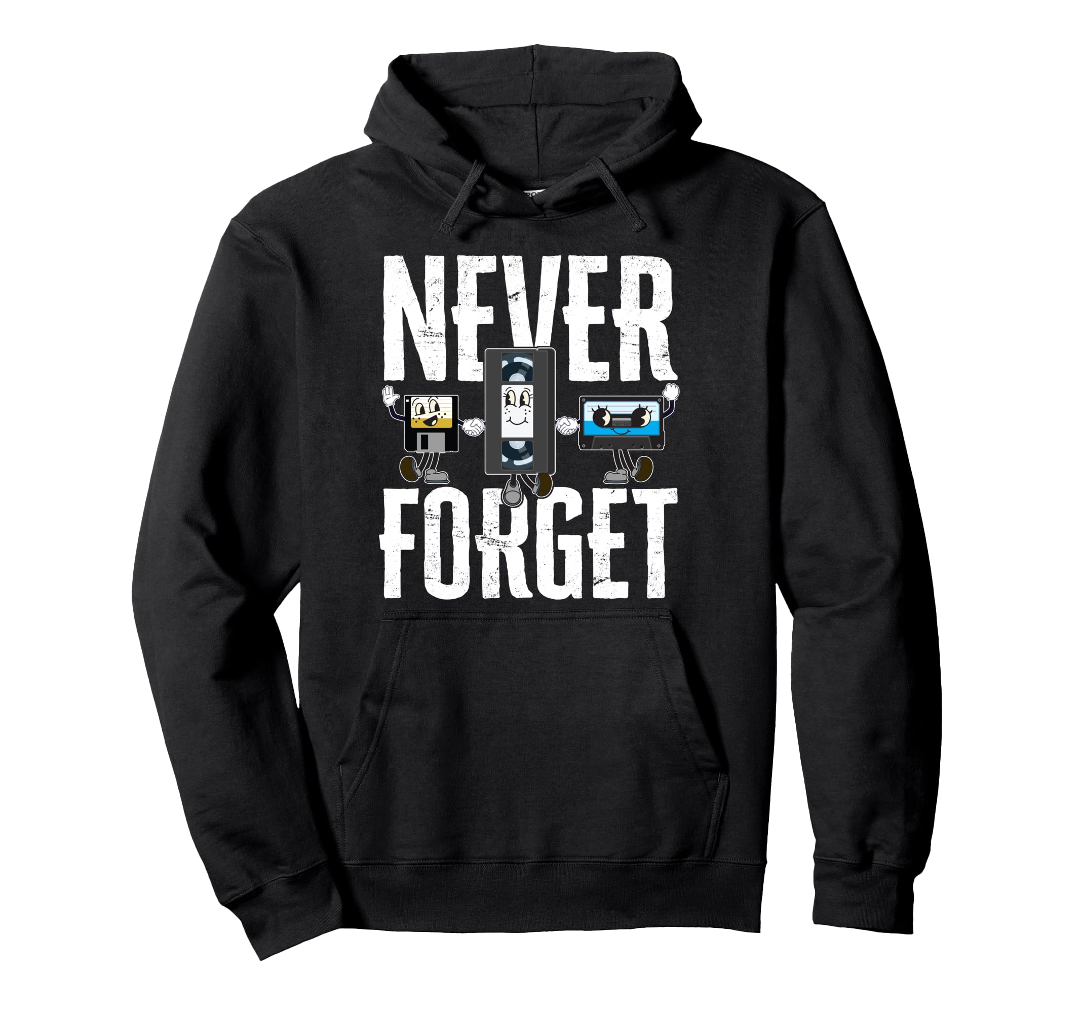 Never Forget Old School Cassette Tape Vhs Hoodie - Minimalist Print Unisex - T-Shirt, Sweatshirt, Hoodie