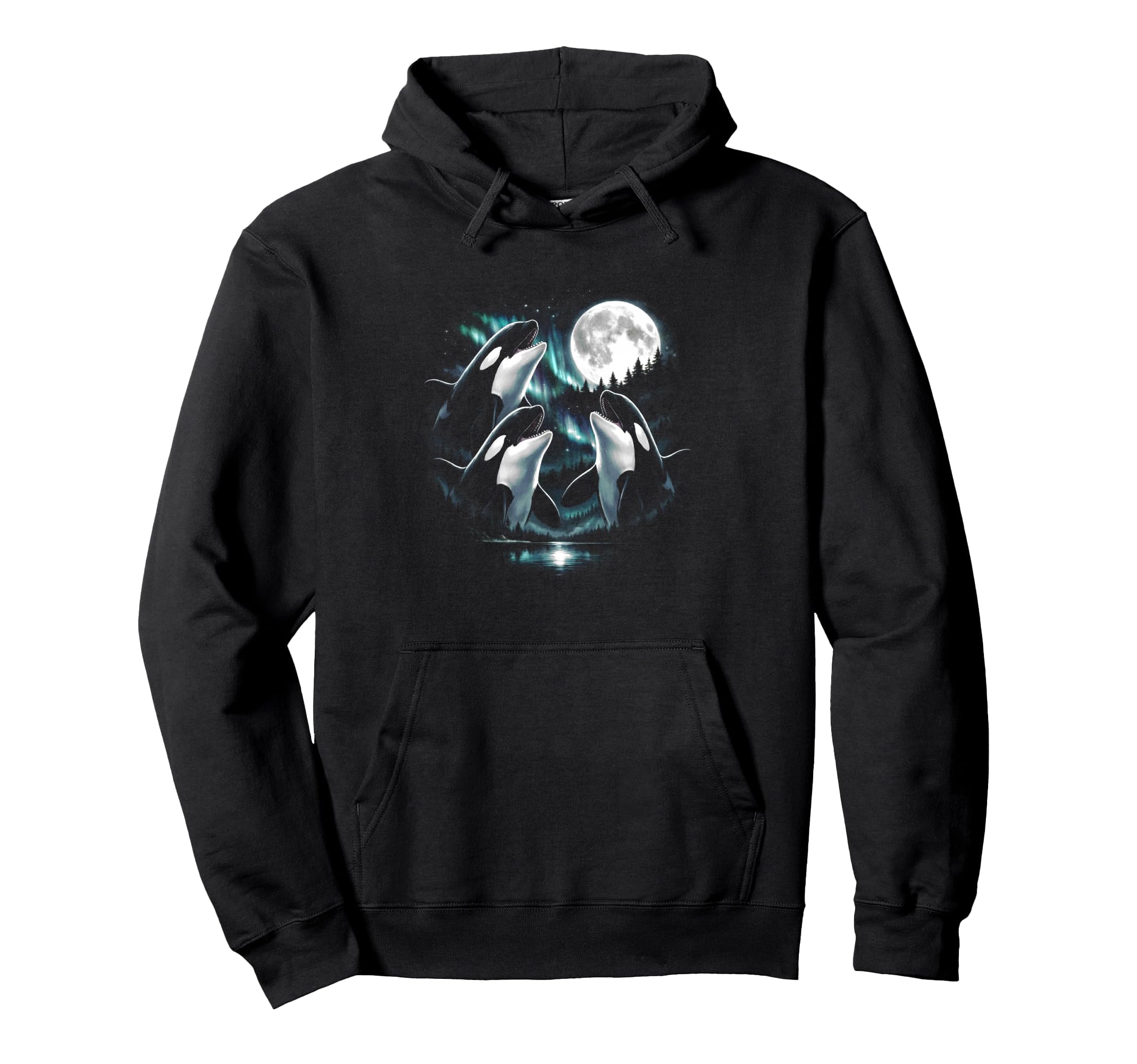 3 Howling Orca Moon Aurora Vinta Funny 80S Hoodie - Novelty Apparel Unisex - T-Shirt, Sweatshirt, Hoodie