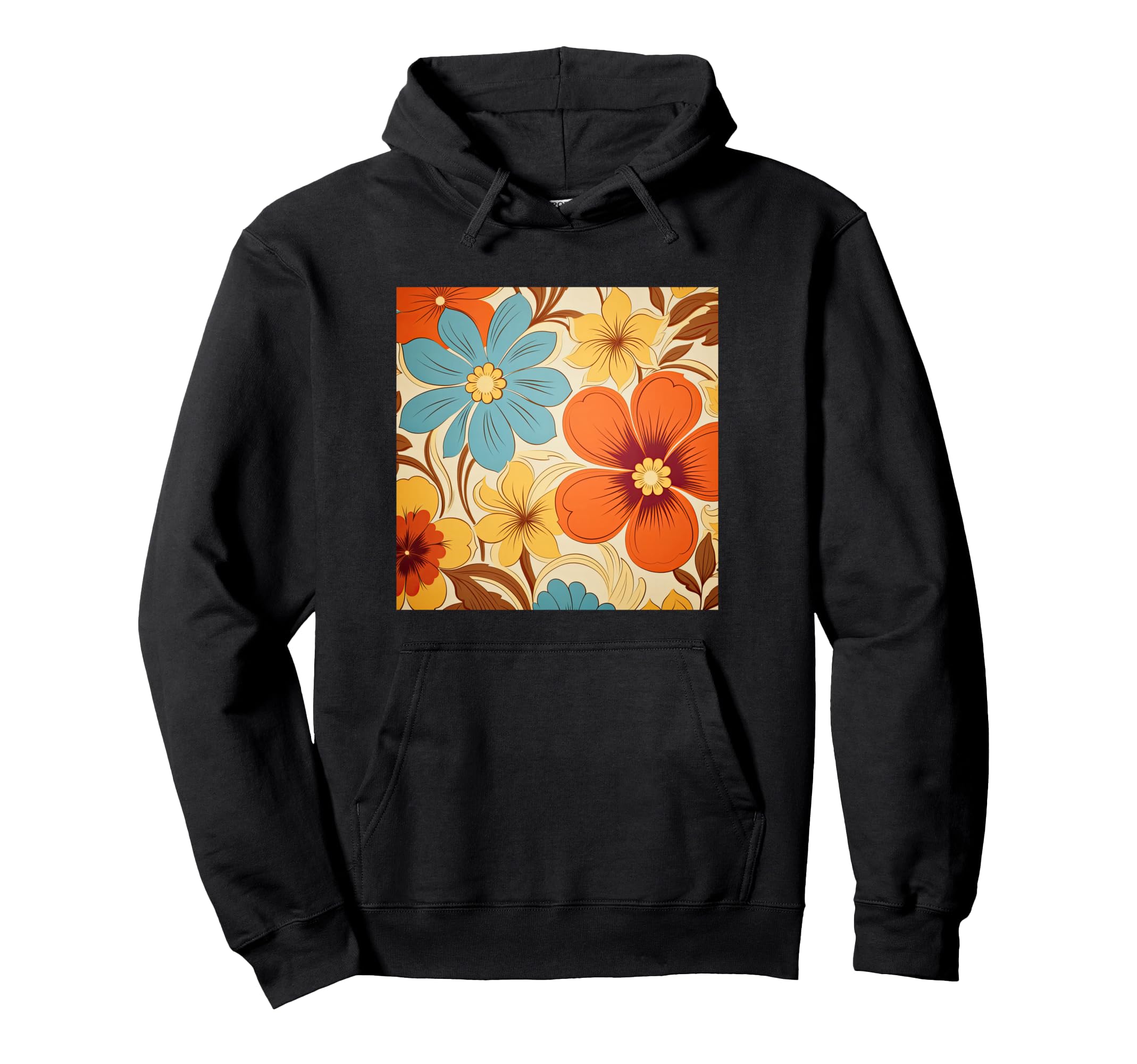70S Wallpaper Flowers Floral Pattern Hoodie - Fun Novelty Design for Adults - T-Shirt, Sweatshirt, Hoodie