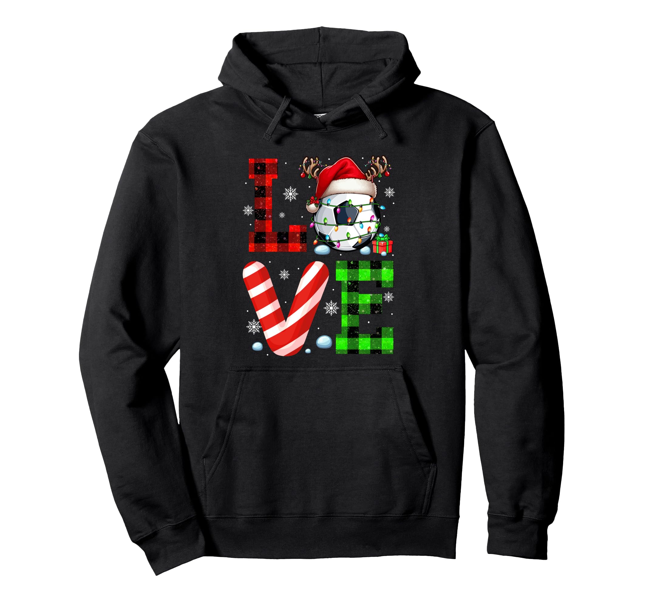 Love Costume Soccer Santa Reindeer Hoodie - Casual Everyday Wear Unisex - T-Shirt, Sweatshirt, Hoodie