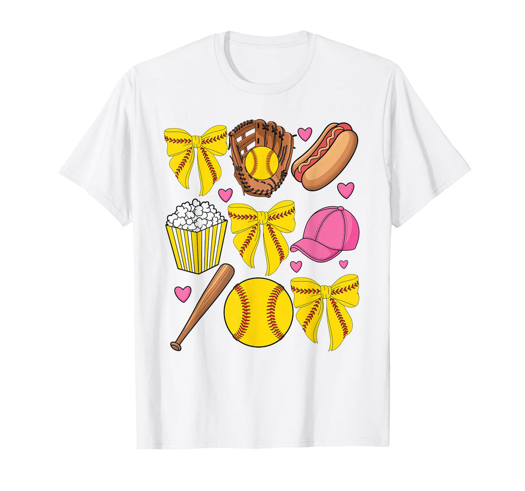 Softball Coquette Bow Softball Mom T-Shirt - Novelty Apparel Men Women - T-Shirt, Sweatshirt, Hoodie
