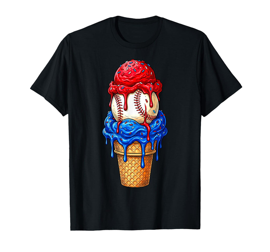 American Distressed Baseball Ice T-Shirt - Minimalist Print for Adults - T-Shirt, Sweatshirt, Hoodie
