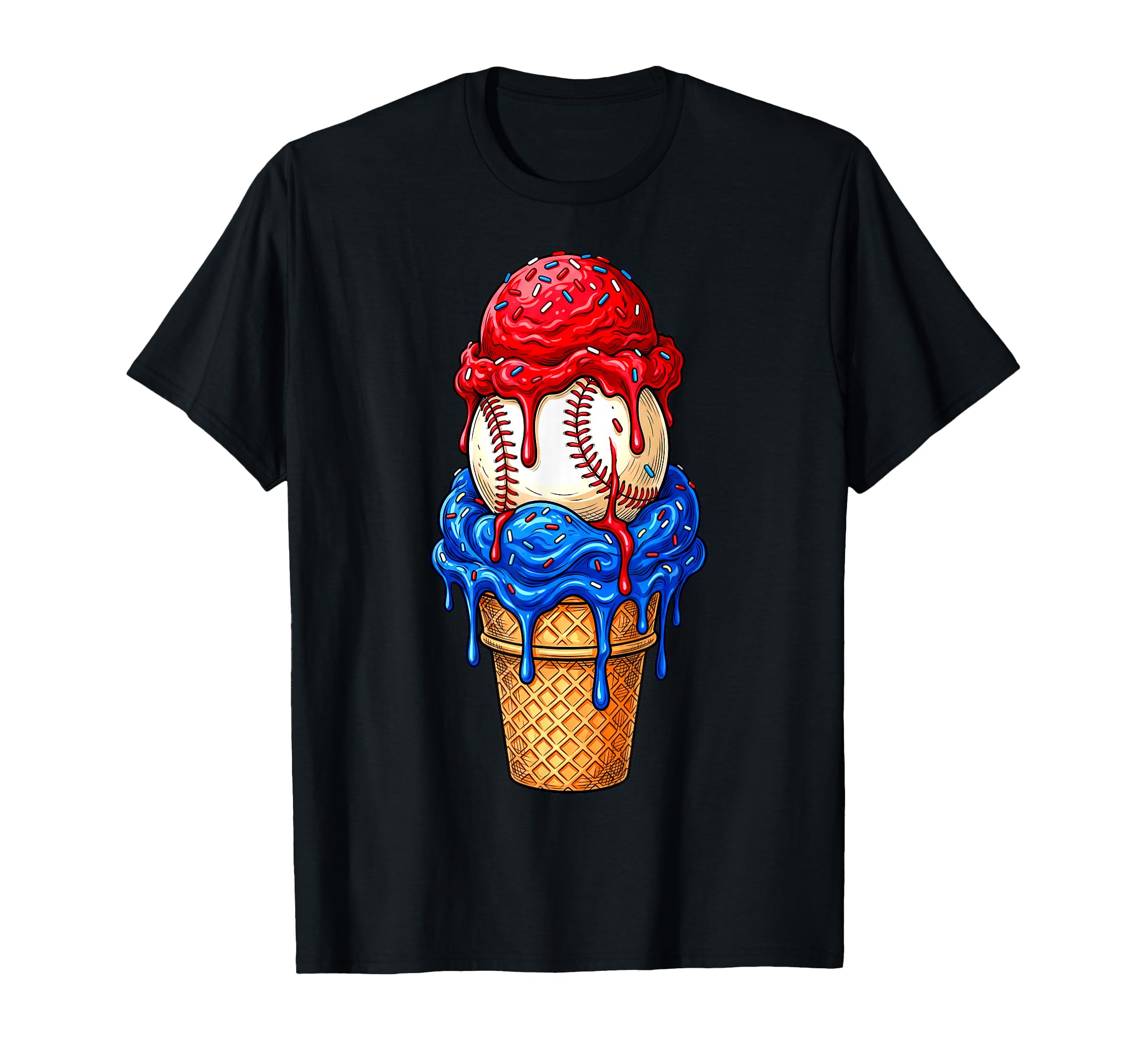 American Distressed Baseball Ice T-Shirt - Minimalist Print for Adults - T-Shirt, Sweatshirt, Hoodie