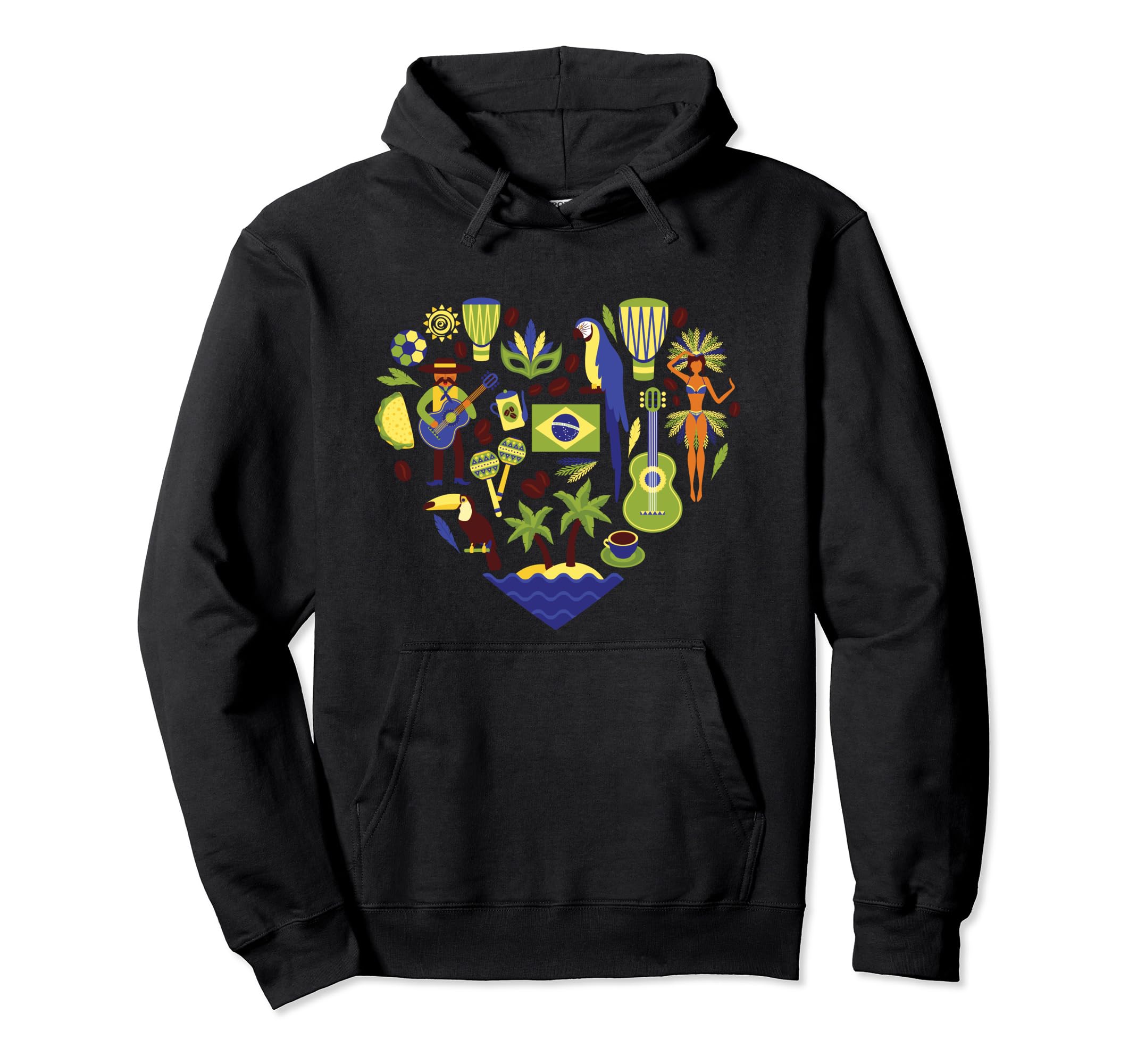 Brazil Heartbeat Soccer Beach Flag Hoodie - Custom Art Print for Adults - T-Shirt, Sweatshirt, Hoodie