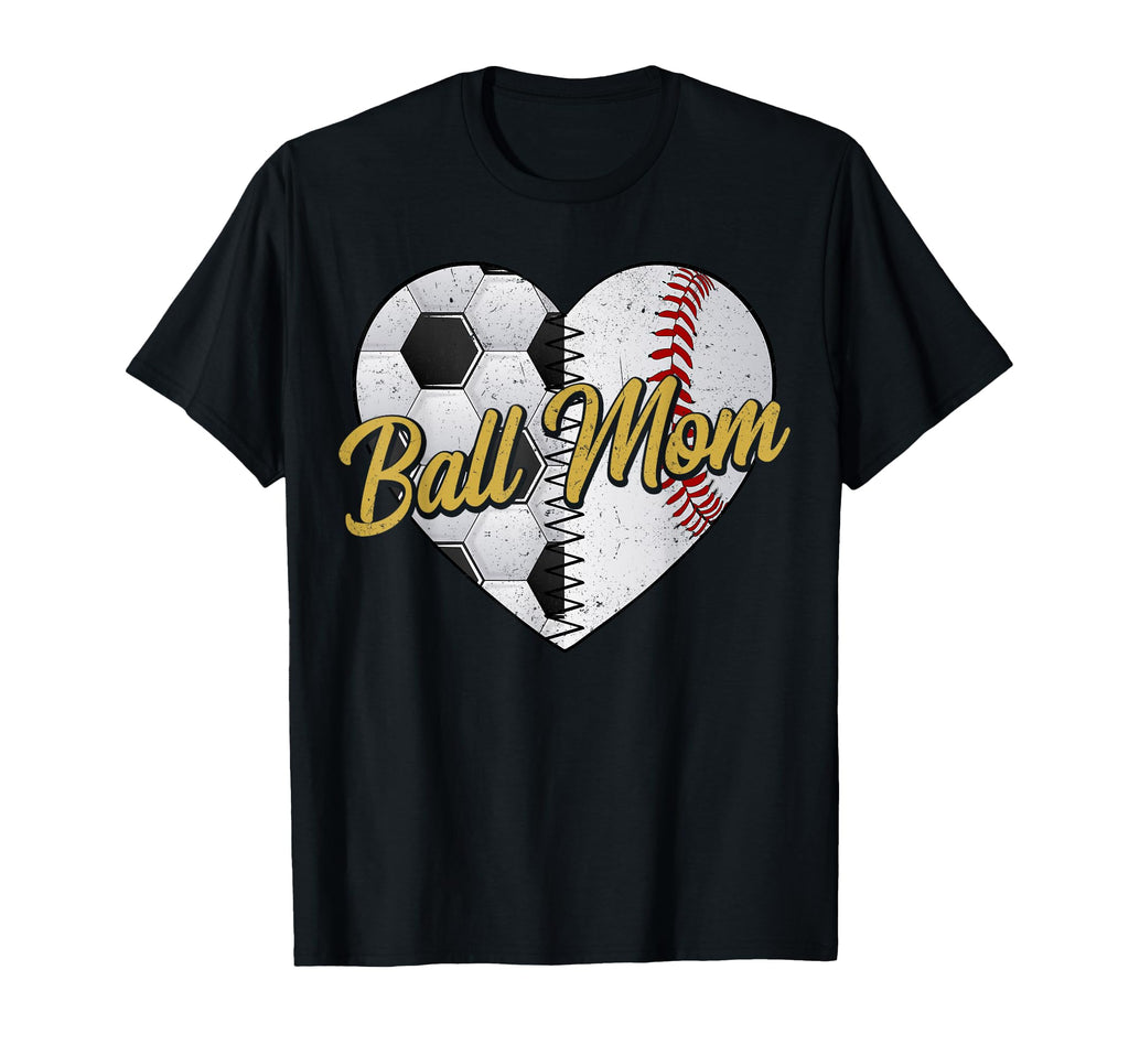 Mom Both Heart Soccer Baseball Sports T-Shirt - Trendy Graphic for Adults - T-Shirt, Sweatshirt, Hoodie