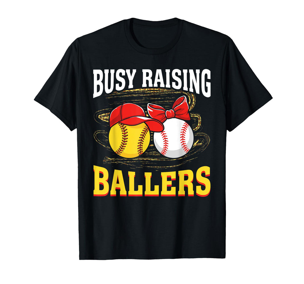 Busy Raising Ballers Softball T-Shirt - Minimalist Print for Adults - T-Shirt, Sweatshirt, Hoodie