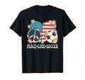 Peace Love Soccer Lover American Flag T-Shirt - Graphic Print Unisex - T-Shirt, Sweatshirt, Hoodie