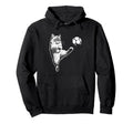 Funny Soccer Cat Kicking Ball Pet Hoodie - Aesthetic Graphic Men Women - T-Shirt, Sweatshirt, Hoodie