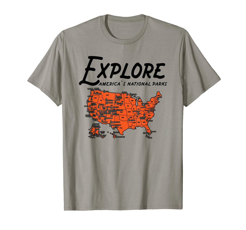 All National Parks America Map T-Shirt - Minimalist Print Unisex - T-Shirt, Sweatshirt, Hoodie