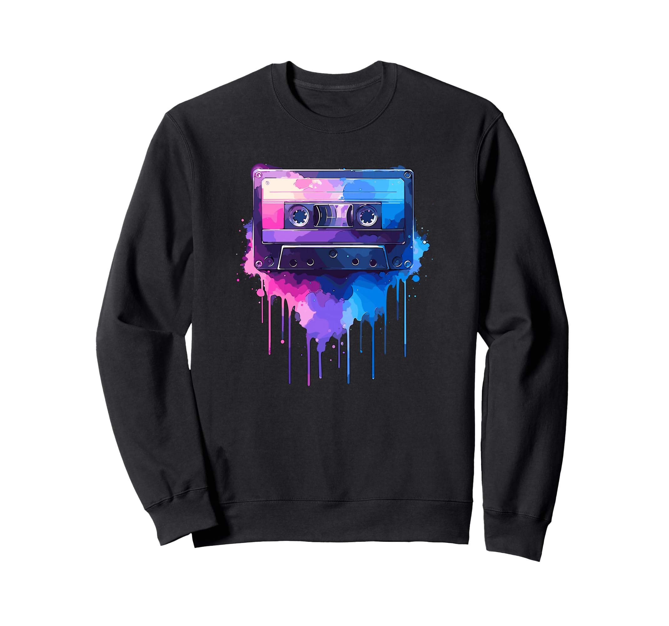 Splash Art Cassette Player Music Sweatshirt - Graphic Print for Adults - T-Shirt, Sweatshirt, Hoodie