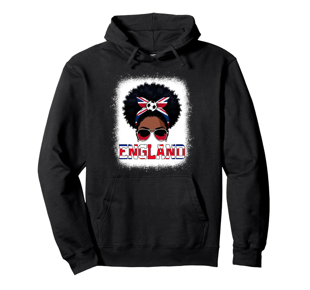 England Messy Bun Black Soccer Hoodie - Casual Everyday Wear for Adults - T-Shirt, Sweatshirt, Hoodie