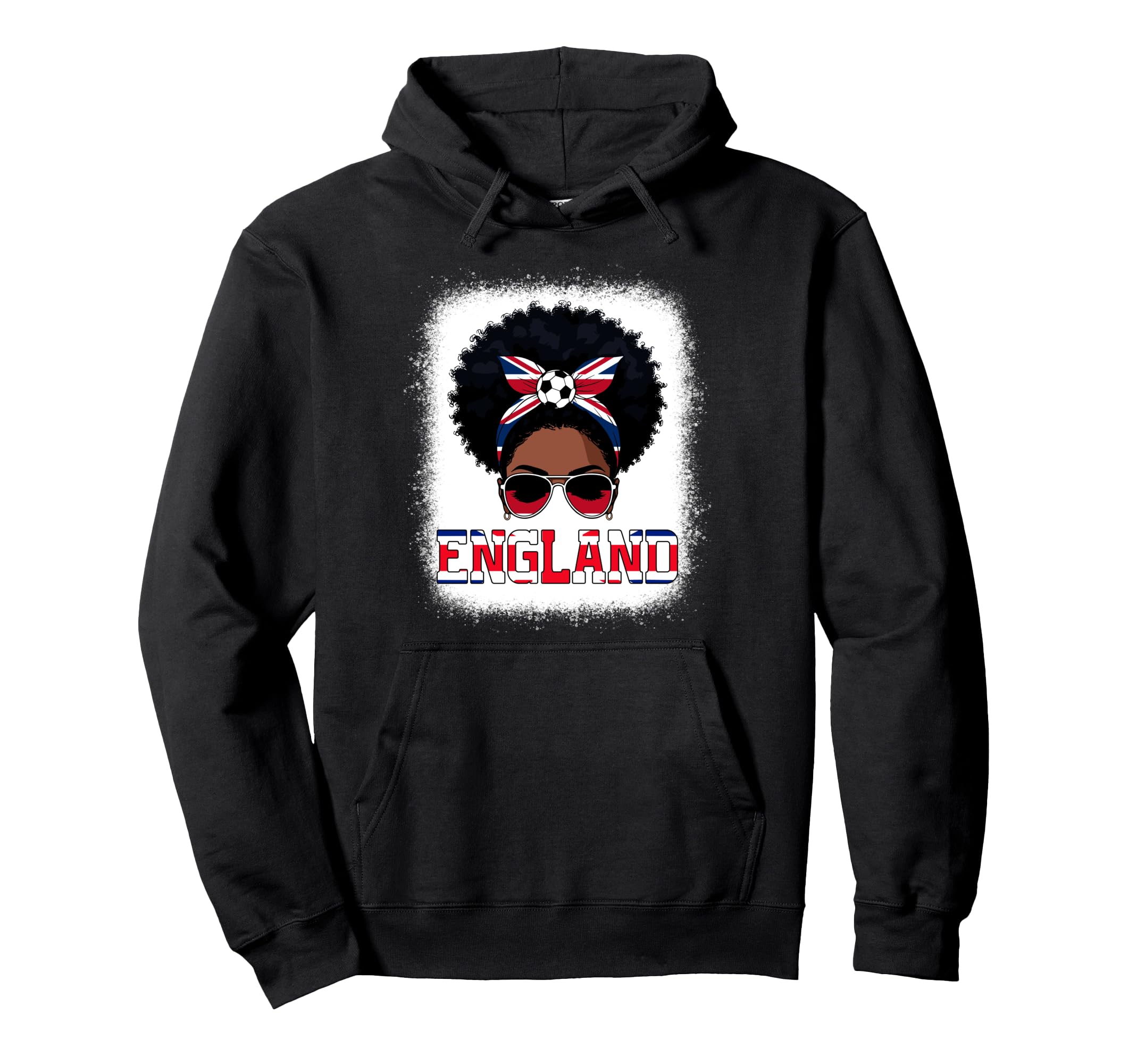 England Messy Bun Black Soccer Hoodie - Casual Everyday Wear for Adults - T-Shirt, Sweatshirt, Hoodie