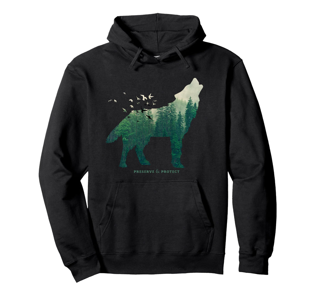 National Park Wolf Preserve Protect Nature Hoodie - Novelty Apparel Unisex - T-Shirt, Sweatshirt, Hoodie