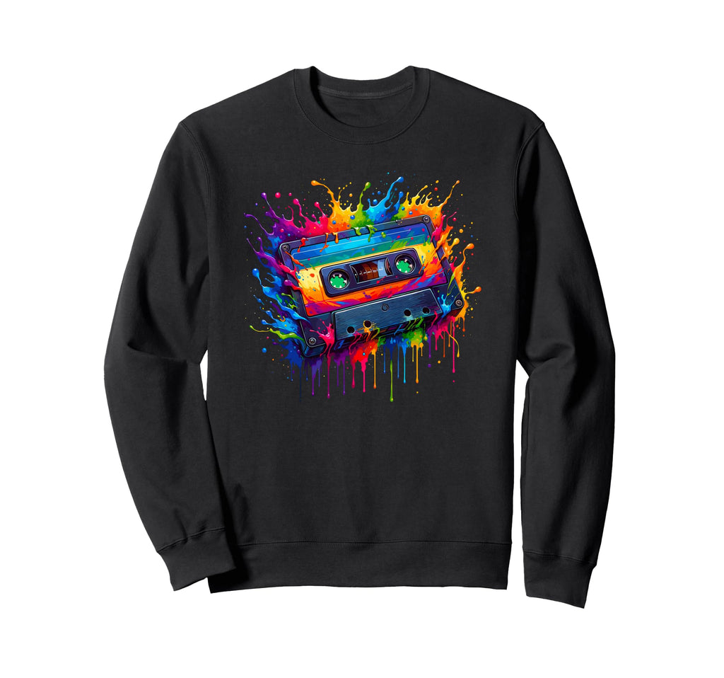 Splash Art Cassette Player Music Sweatshirt - Custom Art Print for Adults - T-Shirt, Sweatshirt, Hoodie