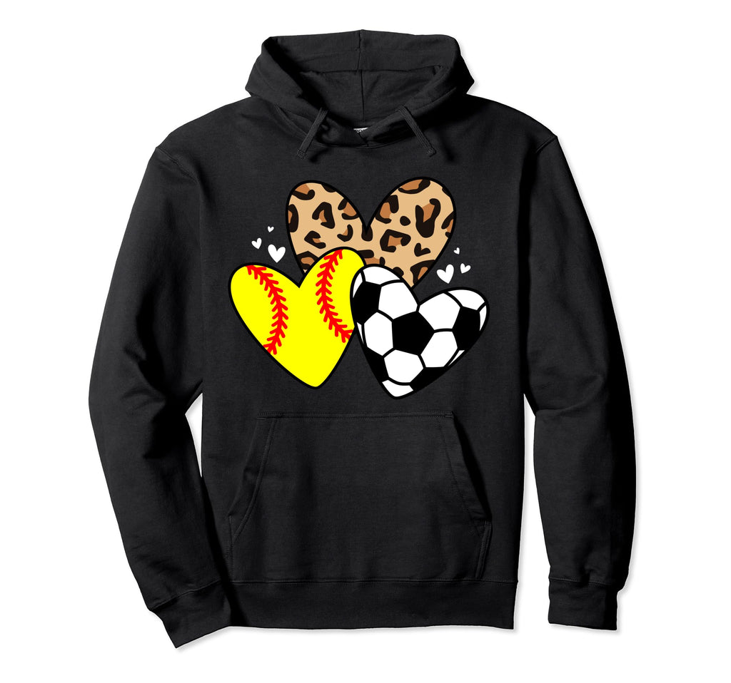 Soccer Softball Heart Funny Soccer Hoodie - Fun Novelty Design Men Women - T-Shirt, Sweatshirt, Hoodie