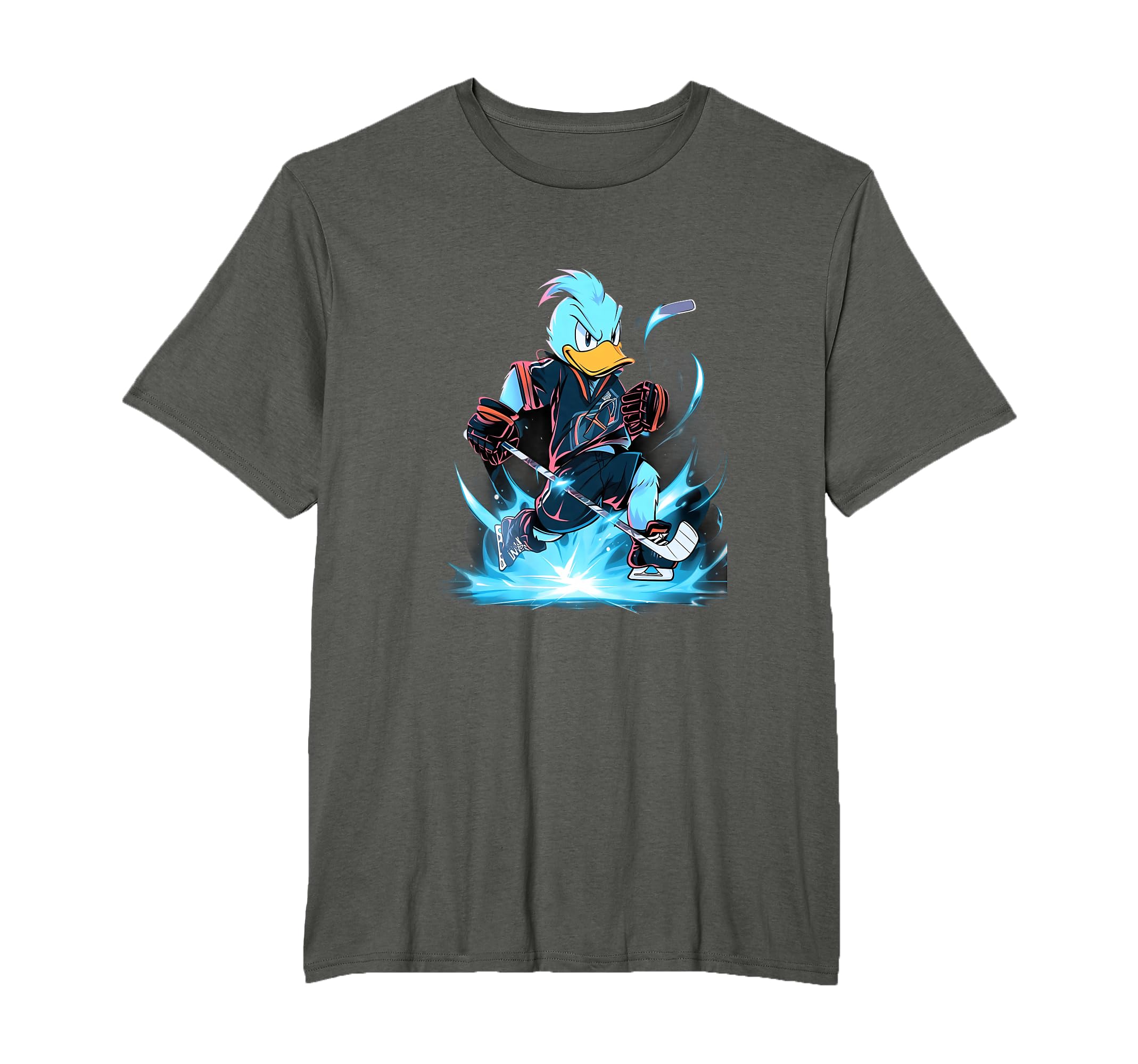 Duck Ice Hockey Player Hockey Stick T-Shirt - Graphic Print Unisex - T-Shirt, Sweatshirt, Hoodie