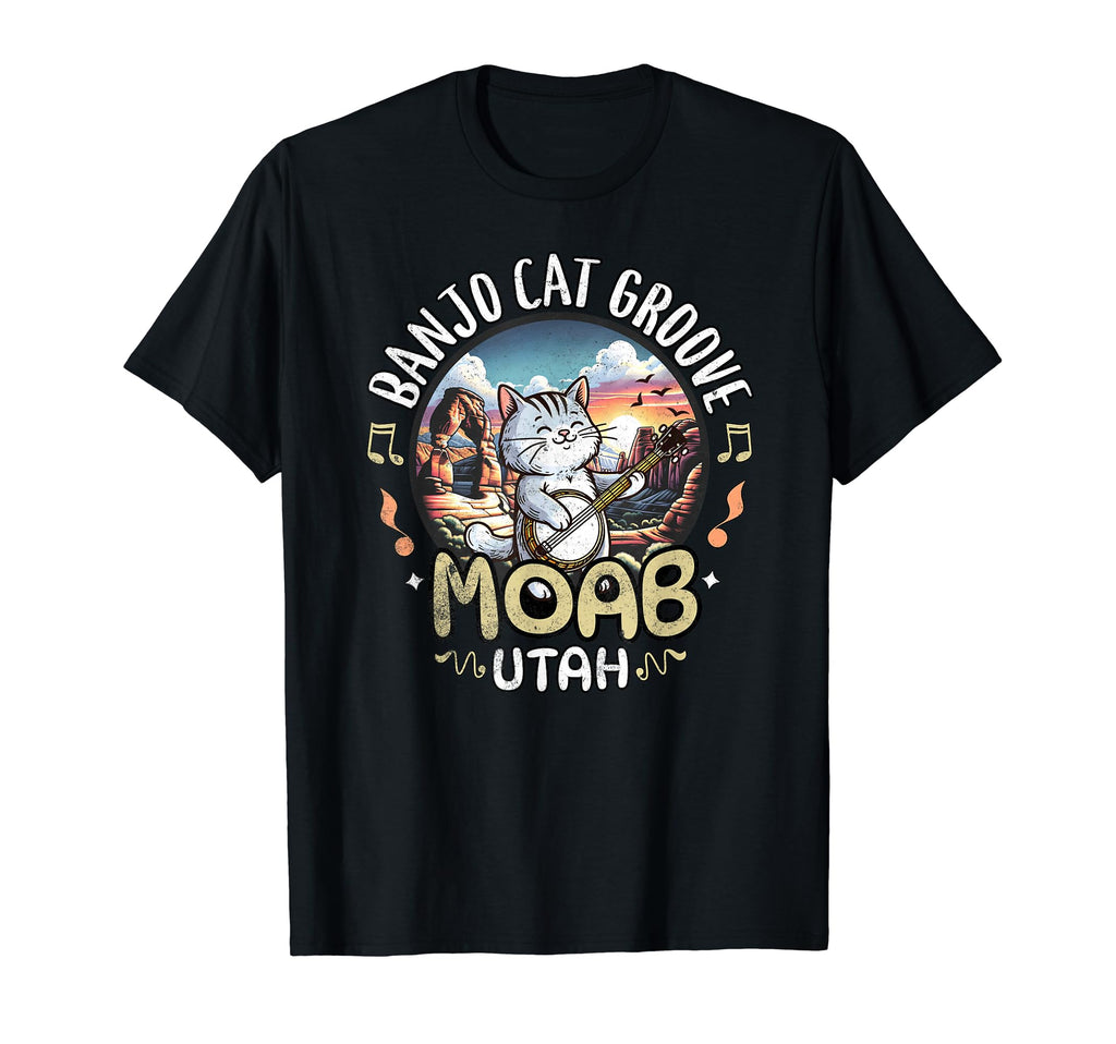 Moab Utah Arches National Park Banjo Cat T-Shirt - Unique Graphic Unisex - T-Shirt, Sweatshirt, Hoodie