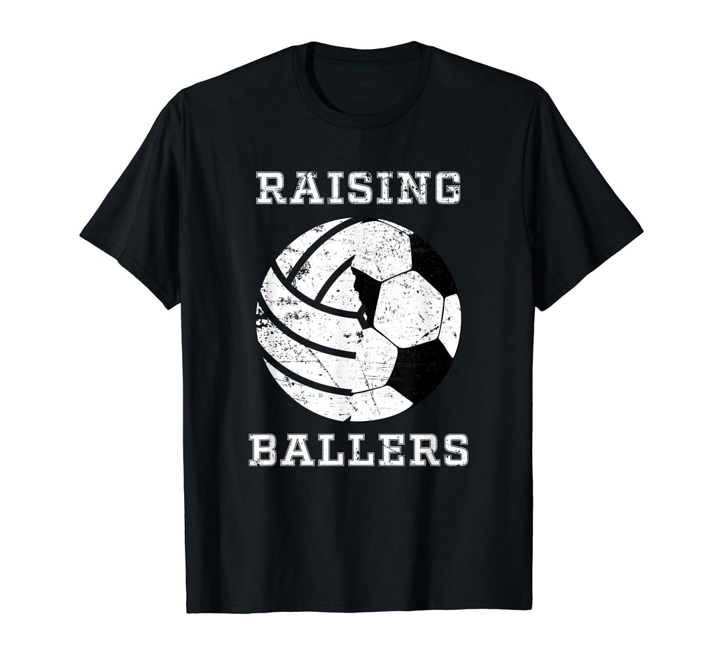 Raising Ballers Soccer Volleyball Dad Gifts T-Shirt - Unique Graphic Unisex - T-Shirt, Sweatshirt, Hoodie