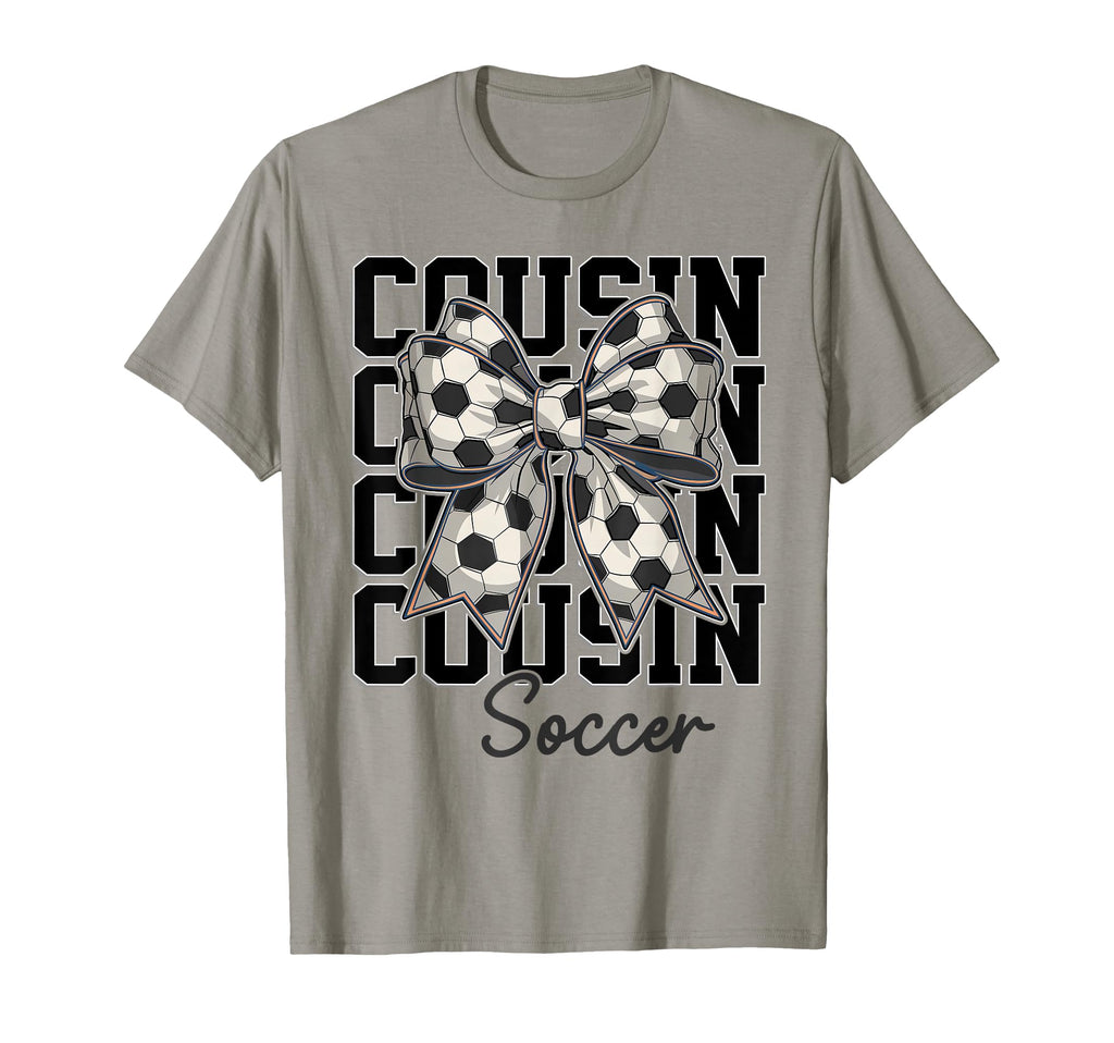 Soccer Cousin Coquette Bow Biggest Fan T-Shirt - Trendy Graphic Unisex - T-Shirt, Sweatshirt, Hoodie