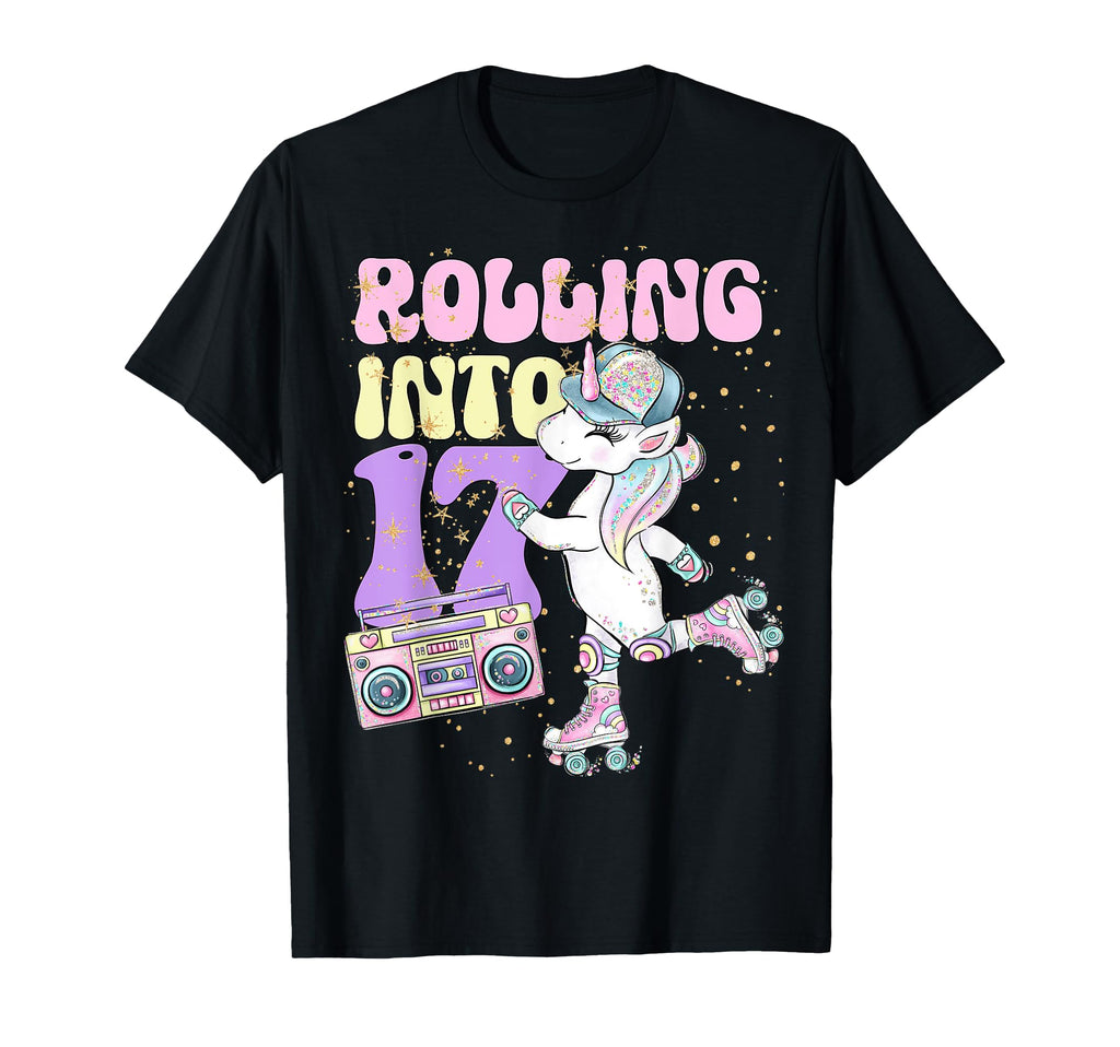 17Th Birthday Roller Skate Party Unicorn T-Shirt - Trendy Graphic Unisex - T-Shirt, Sweatshirt, Hoodie