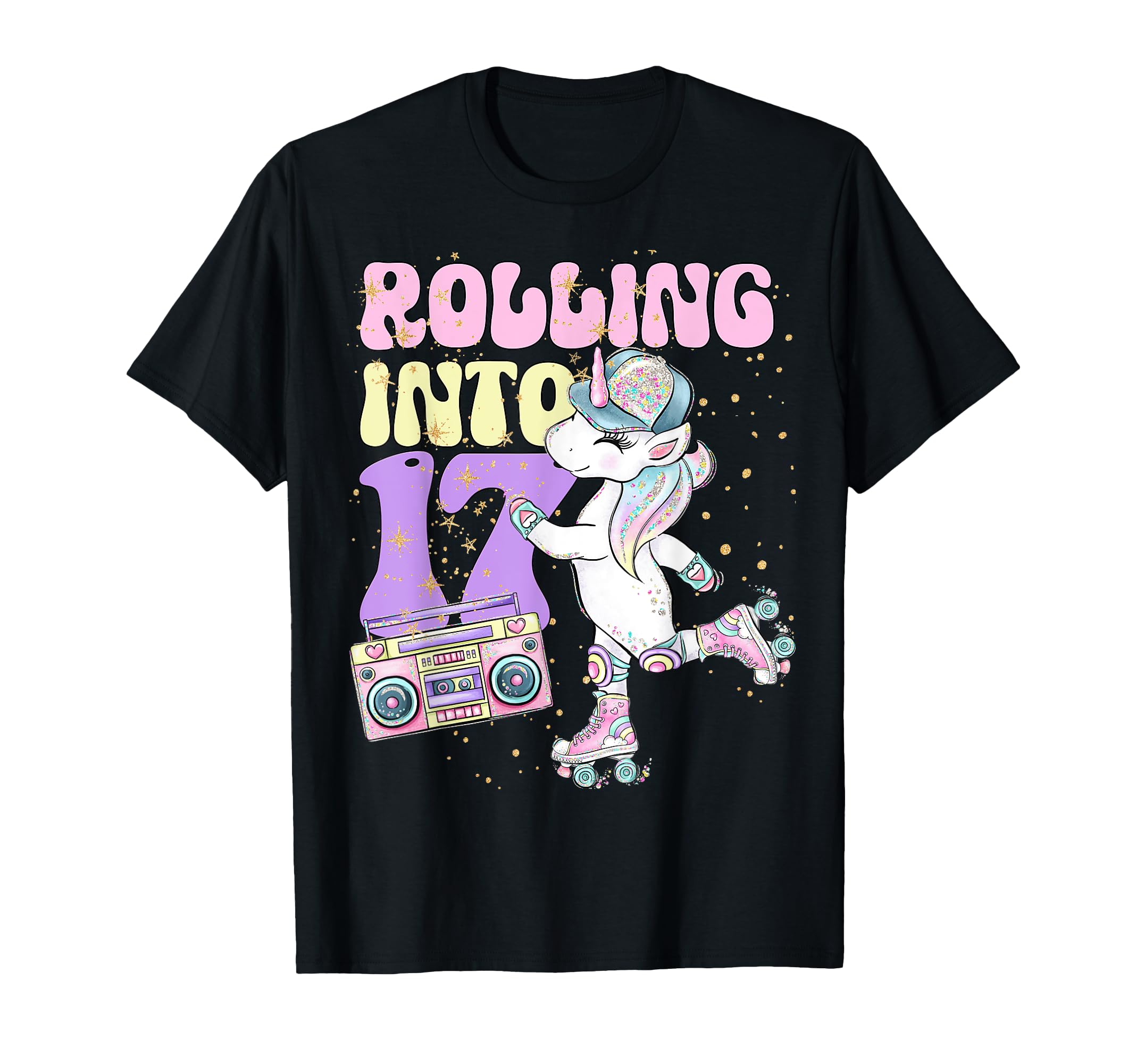 17Th Birthday Roller Skate Party Unicorn T-Shirt - Trendy Graphic Unisex - T-Shirt, Sweatshirt, Hoodie