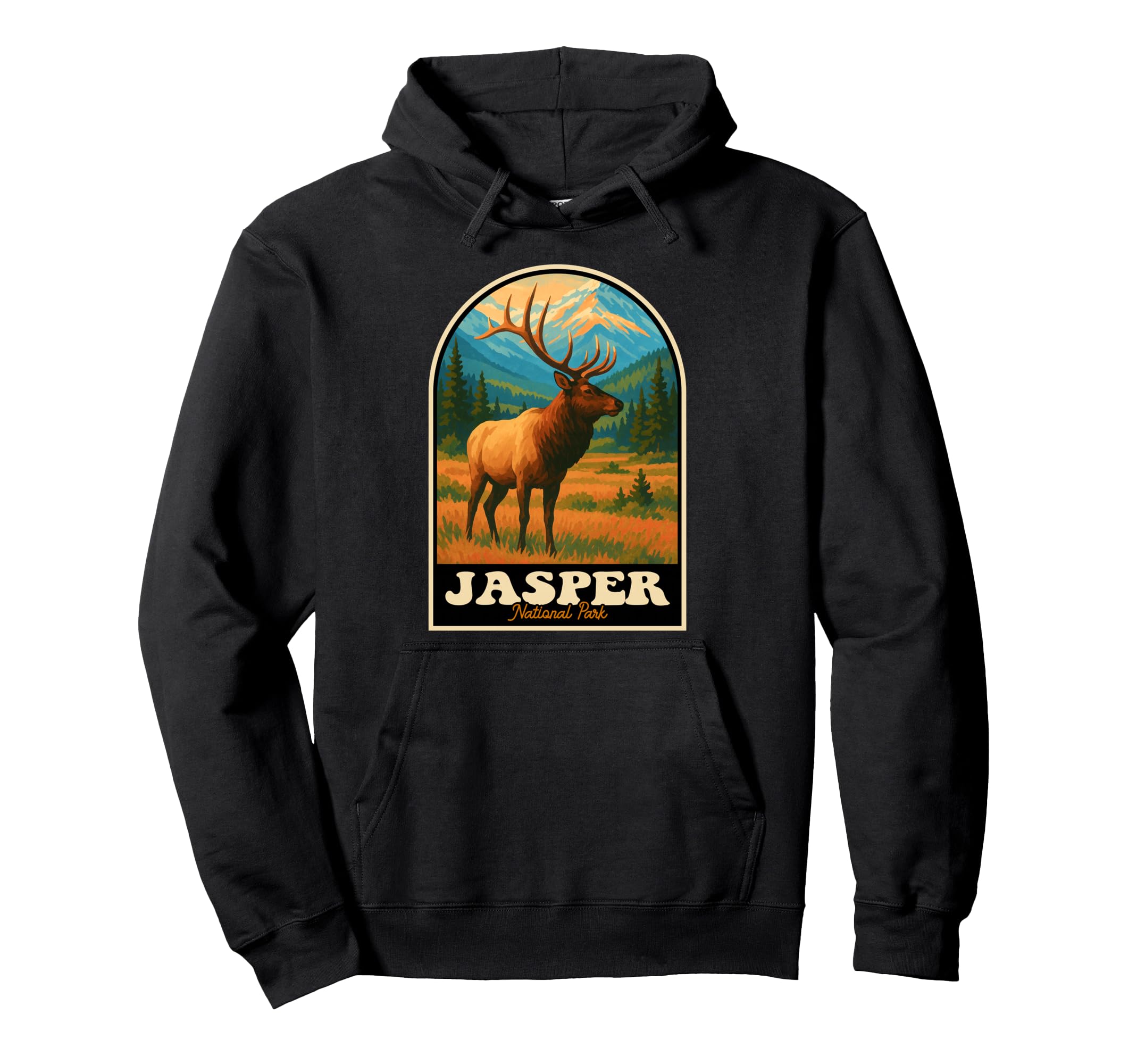 Jasper National Park Elk Wildlife Hoodie - Streetwear Style for Adults - T-Shirt, Sweatshirt, Hoodie